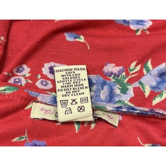 Free People Shoulder Ties Boho Red Multicolor Floral Sequin Beaded Tank Sz Med - Picture 8 of 16